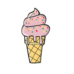 Strawberry Ice Cream bright colors vector