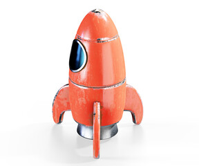 Old school style rocket isolated on white 3D rendering