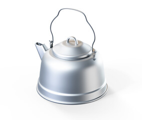 Porcelain teapot with floral patterns isolated in old style on white 3d render