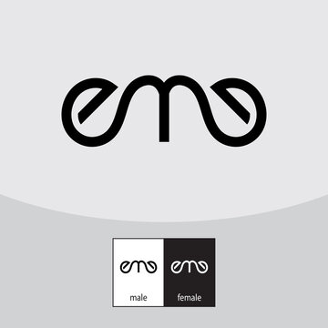 E, M and E Letter Logo. Black Color. - Vector