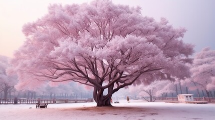 beautiful pink flower tree. generative AI