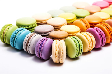 Delicious Macarons: Irresistible Sweet Treats on a White Background