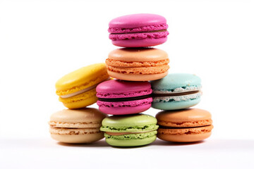 Fototapeta na wymiar Delicious Macarons: Irresistible Sweet Treats on a White Background