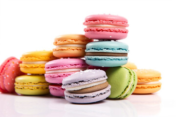 Fototapeta na wymiar Delicious Macarons: Irresistible Sweet Treats on a White Background