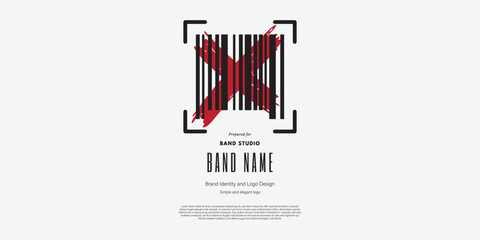 barcode cross logo design for studio name or other with rocker theme