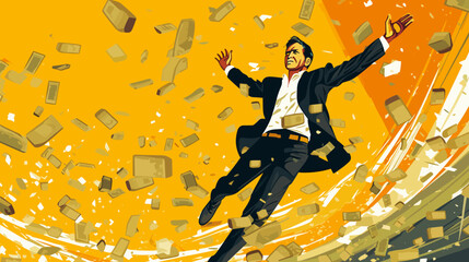Money Rain: Vector Illustration of Success