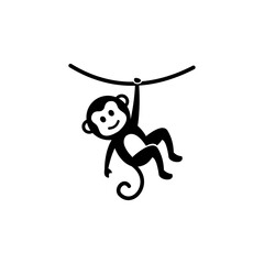 cute hanging monkey illustration design, baby monkey icon © hafid