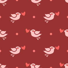 valentine bird vector seamless pattern