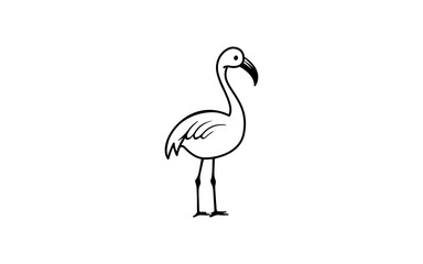 Flamingo doodle line art illustration with black and white style for template.
