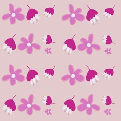 Pink flowers seamless pattern