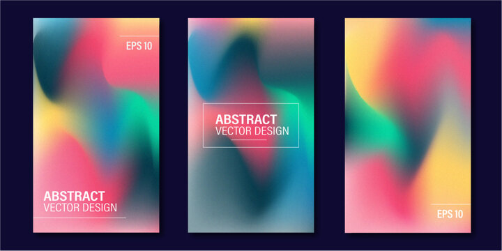 Set of covers design templates with vibrant gradient background. Trendy modern design. Applicable for placards, banners, flyers, presentations, covers and reports. Vector illustration. 
