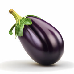 Fresh eggplant isolated on white background for natural brush concept