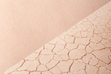 Before and After close-up on dry woman skin texture with dry dessert. Skin care concept.