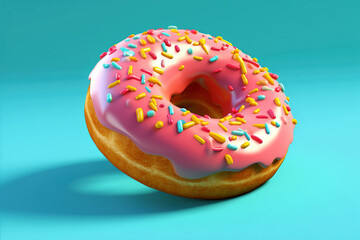 Delicious donut on a blue background.
