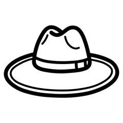 fedora hat line icon style