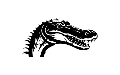 A head of crocodille shape isolated illustration with black and white style for template.