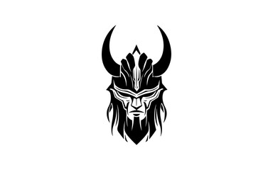 A head of viking shape isolated illustration with black and white style for template.