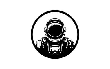 An astronaut head shape isolated illustration with black and white style for template.