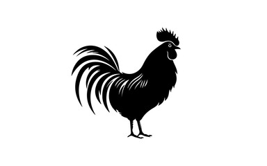 A chicken shape isolated illustration with black and white style for template.