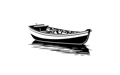 A boat shape isolated illustration with black and white style for template.