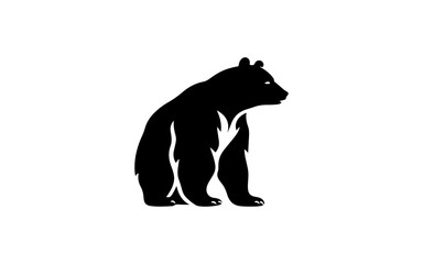 A bear shape isolated illustration with black and white style for template.