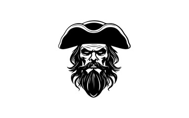 Head of pirate shape isolated illustration with black and white style for template.