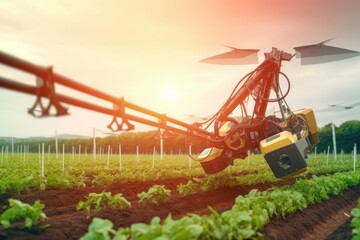 Smart robotic farmers concept, robot farmers, Agriculture technology, Farm automation