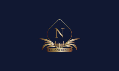 Letter N luxury logo. Monogram design elements, elegant template. Calligraphic elegant icon design. Business sign.