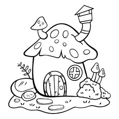 line drawing of mushrooms on white background It's a vector image.