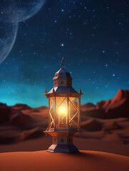 Lanterns of Blessings, Serene Eid Mubarak Background with Minimal Crescent Moon