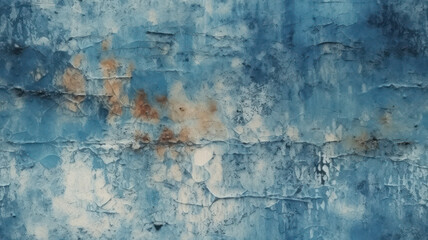 Old concrete wall with grainy texture in blue