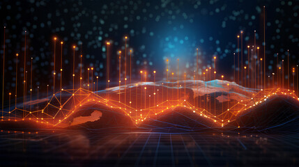  Global business growth graph stock financial success market chart on digital investment strategy exchange finance  background of technology economy communication network connection. IA generative.