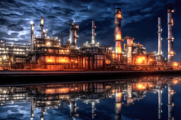 Petrochemical industry with Twilight sky background