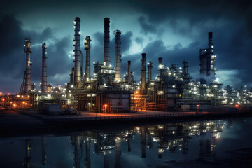 Fototapeta na wymiar Petrochemical industry with Twilight sky background