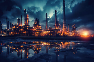 Obraz na płótnie Canvas Petrochemical industry with Twilight sky background