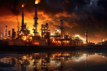 Petrochemical industry with Twilight sky background