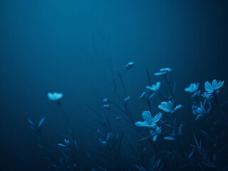 Fototapeta na wymiar Blue Flowers Background with Soft Style By Generative AI