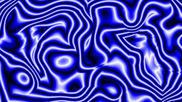Abstract blue color wavy glossy neon liquid