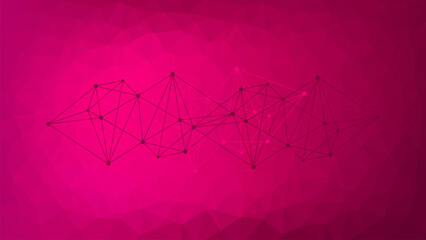 Network connection vector. Abstract background. Magenta gradient triangle pattern. Polygonal vector background for web design, presentation - 615174345
