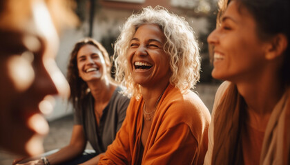 Obraz premium A carefree group of young adults enjoying a summer party together generated by AI