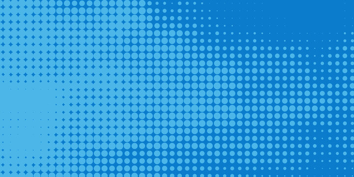 blue dots background. pop art halftone background in comic style with gradation of dots design, graphic illustration background. idea for banner image or to add graphic texture to any designs.
