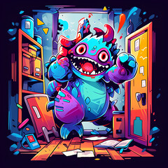cute monster in the room