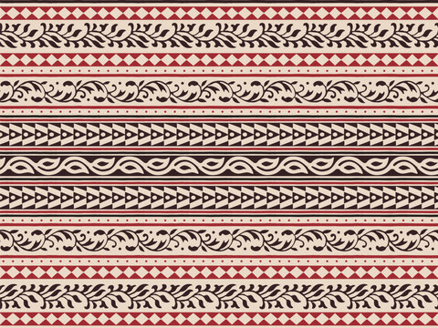 BORDER SEAMLESS PATTERN EMBROIDERY REPEAT PATTERN IN VECTOR