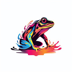 Obraz na płótnie Canvas Vector logo Frog 2d Colorful minimalism 