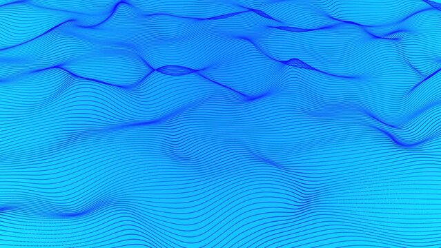Animated curve lines water pattern background . Wave particles smoke background