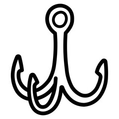 fishing triple hook line icon style