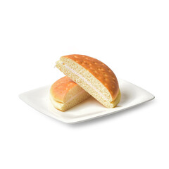 Butter cream bread. The bread is soft, stuffed with butter. The butter can be mixed with jams like strawberries, cranberries, blueberries. A good choice for American breakfast. Photo and vector option