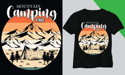 Mountain t-shirt design, camping t-shirt design, Mountain camping time t-shirt design