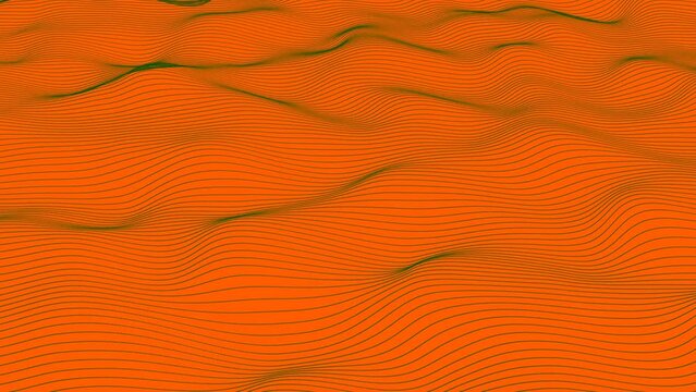 Animated brown color curve lines pattern background . Wave particles water background