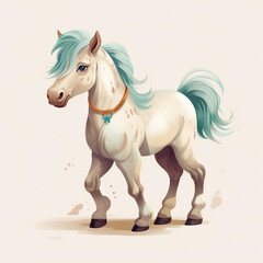 Naklejka na ściany i meble illustration of a cute white horse on a white background